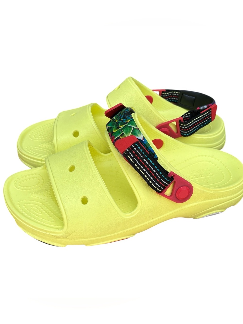 Crocs Classic All Terrain Yellow Slide Sandals with Decorative Strap M8 W10